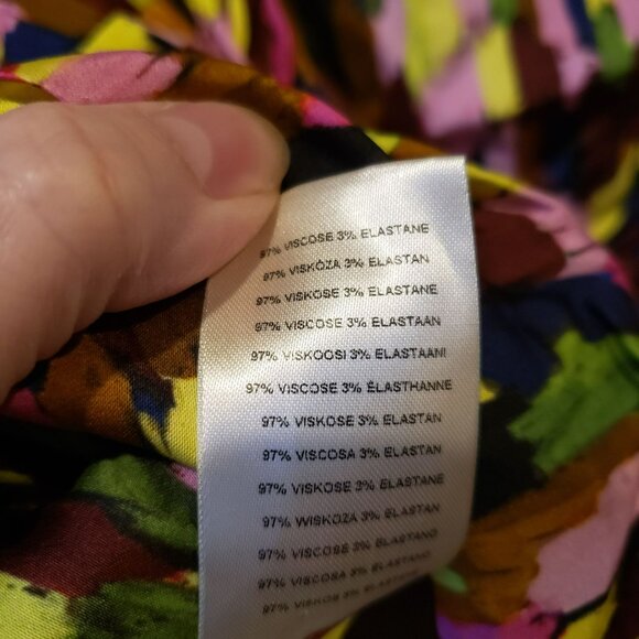 Brogger Multicolor Ruched Sleeve Blouse Colorful Art to Wear Artsy Boho Designer - Picture 13 of 16